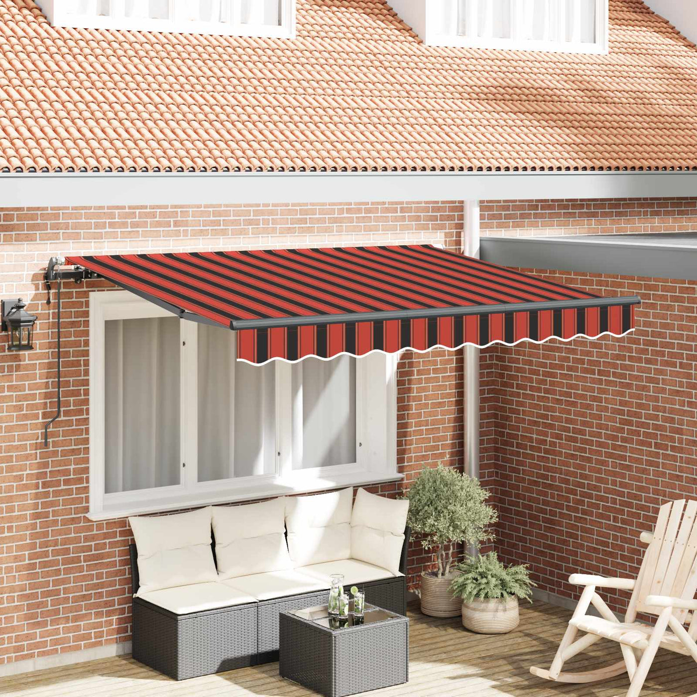 Inklapbare Luifel 250 X 200 Cm Stof Oranje En Zwart (Anthraciet Frame)