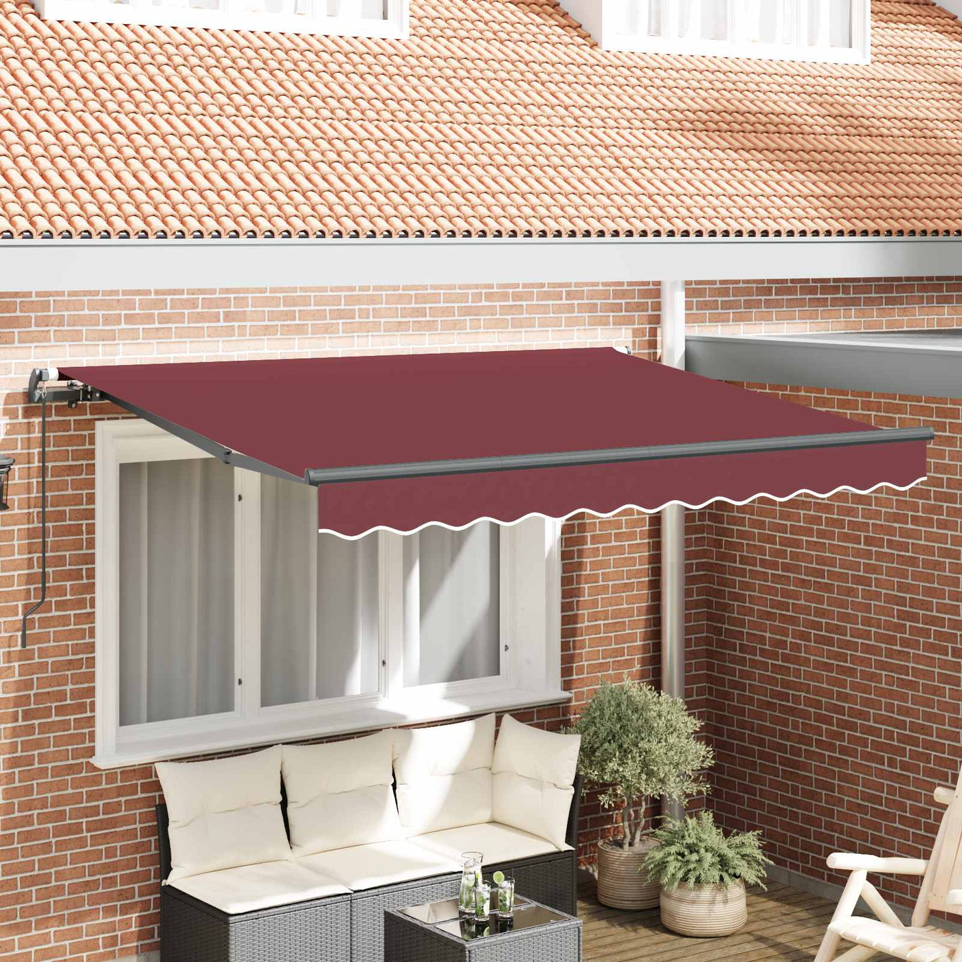Inklapbare Luifel Bordeauxrood 250 X 200 Cm Stof Bordeaux (Anthraciet Frame)