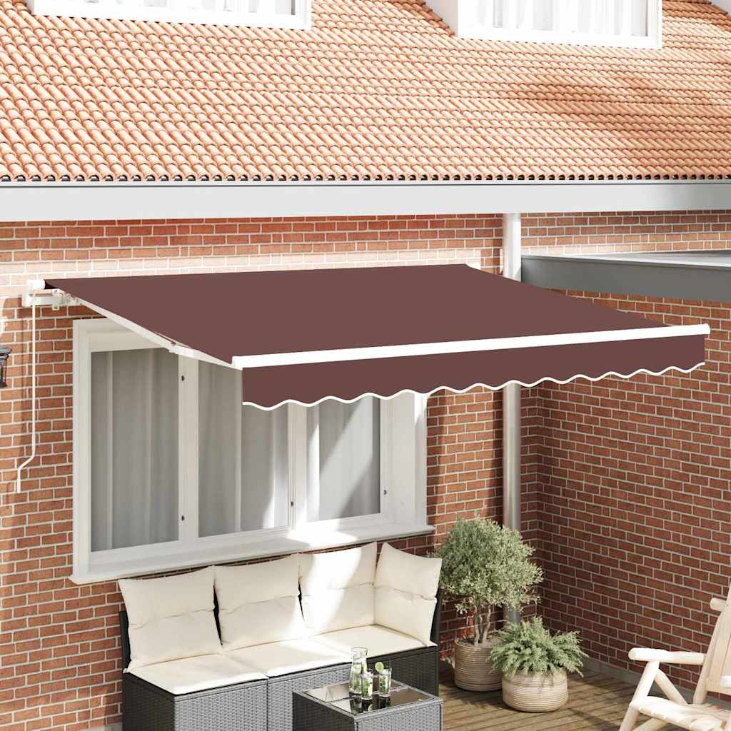 Inklapbare Luifel Bruin 250 X 200 Cm Stof Bruin (Wit Frame)