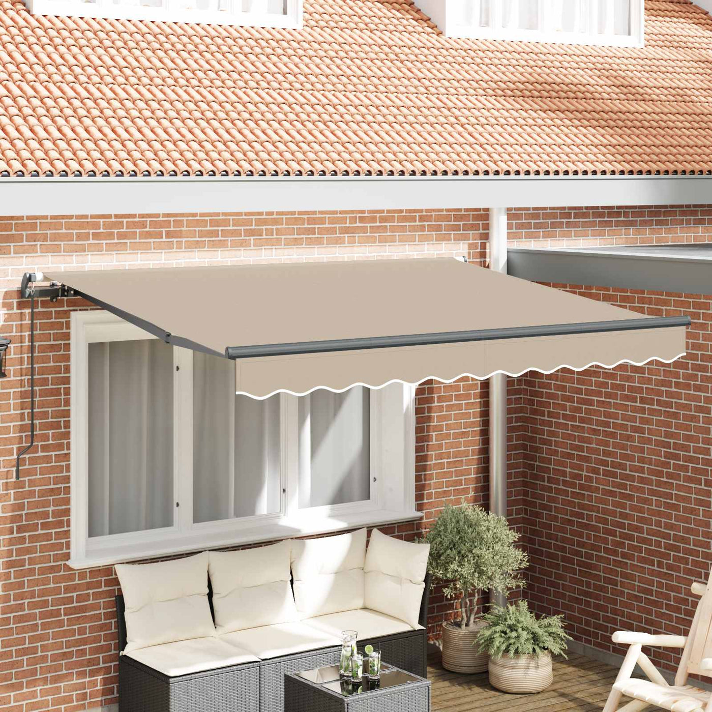 Inklapbare Luifel Beige 250 X 200 Cm Stof Beige (Anthraciet Frame)