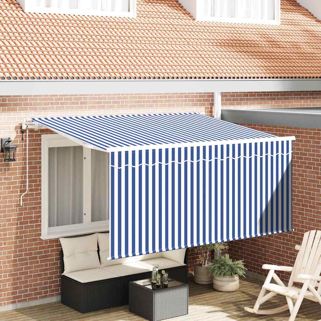 Inklapbare Luifel Blauw En Wit 300 X 200 Cm Crème (Anthraciet Frame)