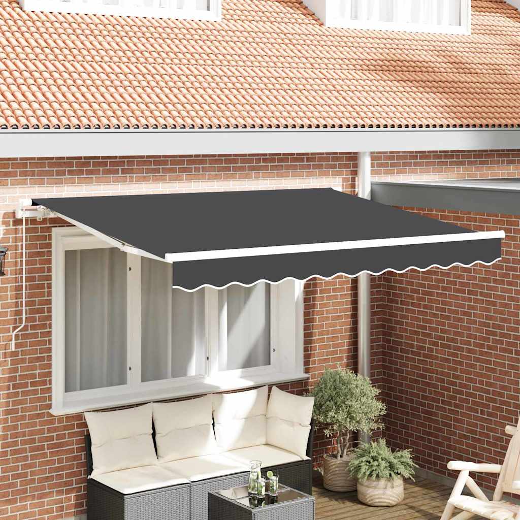 Inklapbare Luifel Antraciet 300 X 200 Cm Stof Antracietkleurig (Wit Frame)