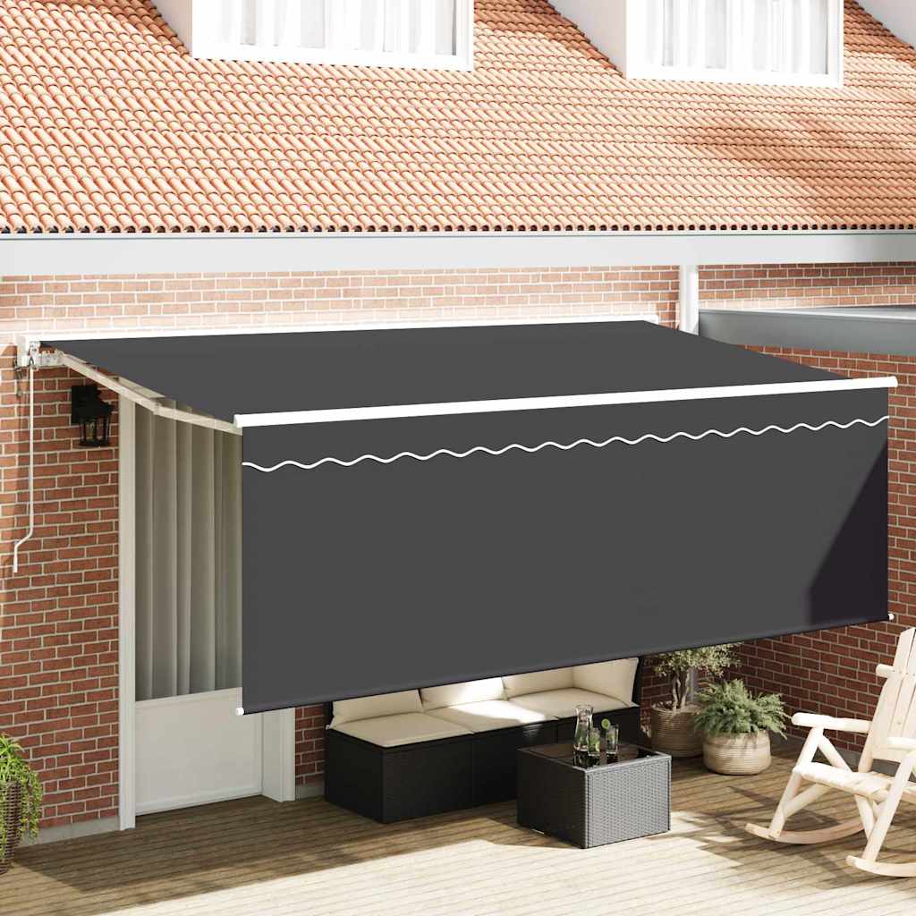 Inklapbare Luifel Antraciet 350 X 200 Cm Polyester En Aluminium Anthraciet (Anthraciet Frame)