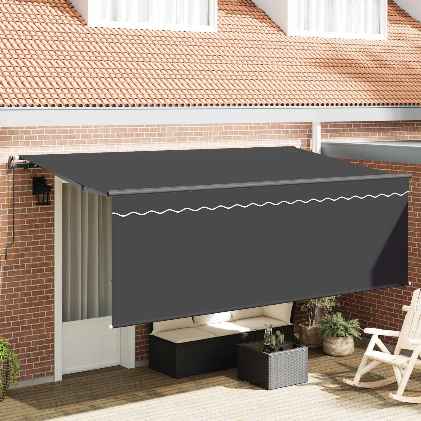 Inklapbare Luifel Antraciet 400 X 200 Cm Polyester En Aluminium Anthraciet (Anthraciet Frame)