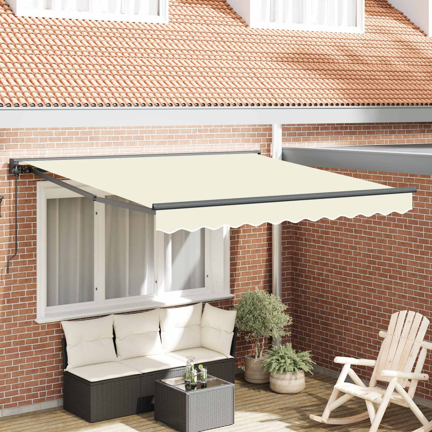 Zonnescherm Frame Crème 300 X 250 Cm Polyester Met Pu-Coating Crème (Anthraciet Frame)