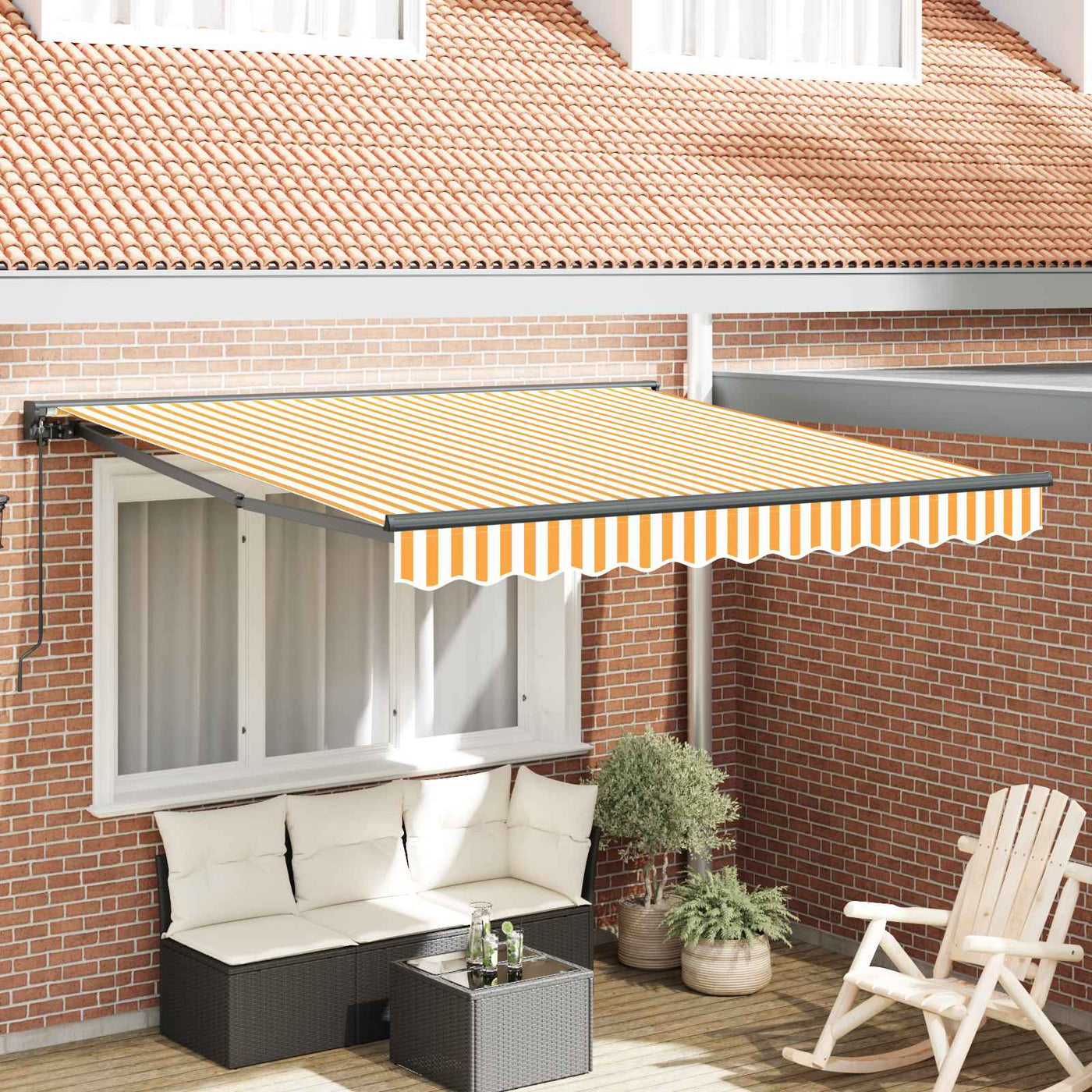 Zonnescherm Frame En 300 X 250 Cm Geel En Wit (Antraciet Frame)