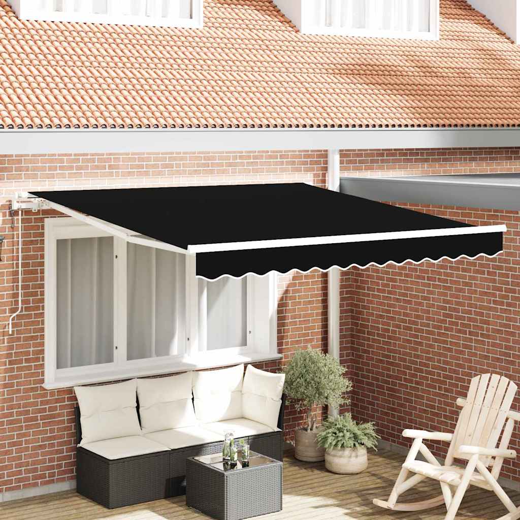 Uitschuifbare Luifel Stof En Aluminium Zwart