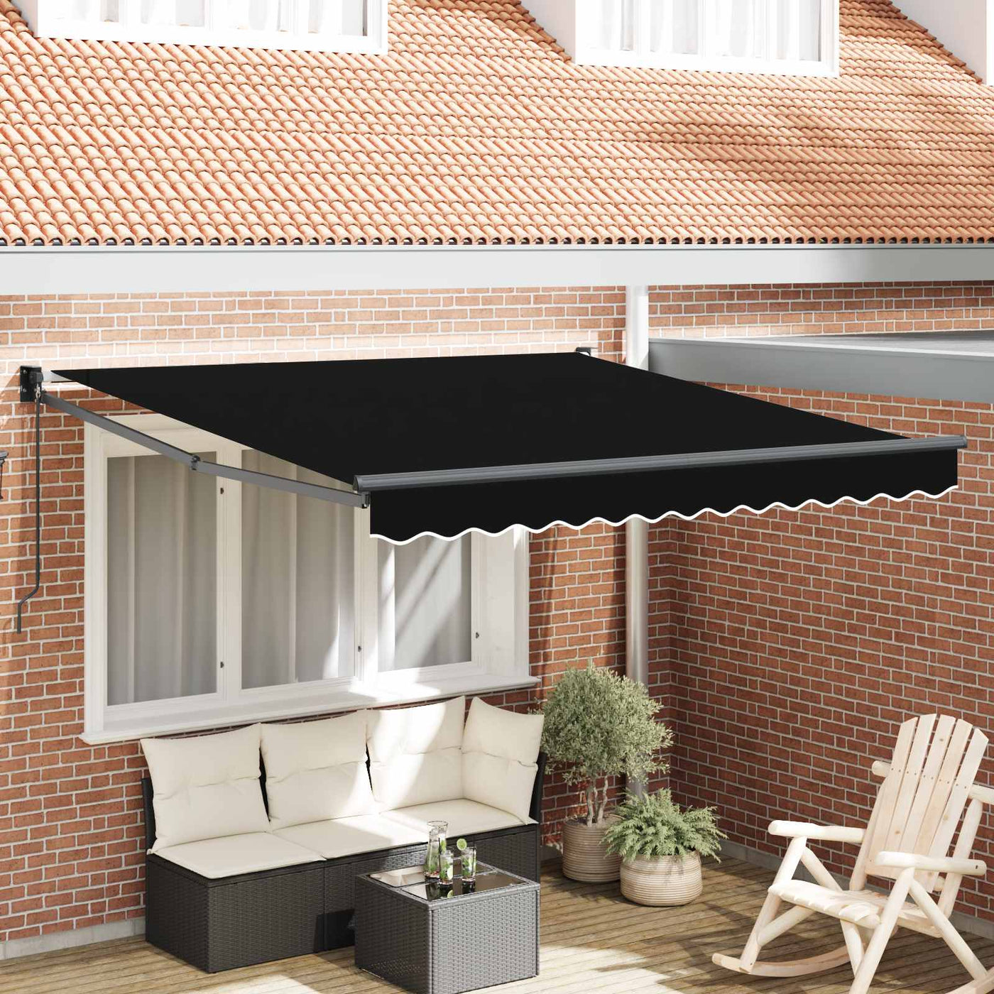 Uitschuifbare Luifel Zwart 300 X 250 X 165 Cm Zwart (Anthraciet Frame)