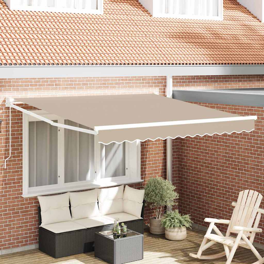 Uitschuifbare Luifel Beige 300 X 250 X 165 Cm Beige (Wit Frame)