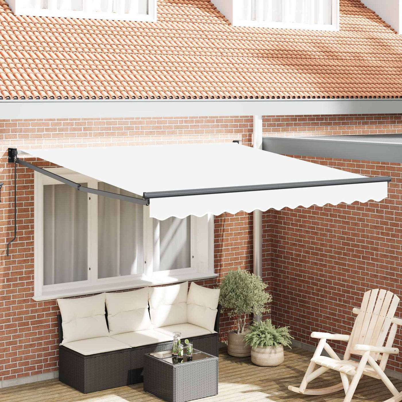 Uitschuifbare Luifel Wit 300 X 250 X 165 Cm Wit (Anthraciet Frame)