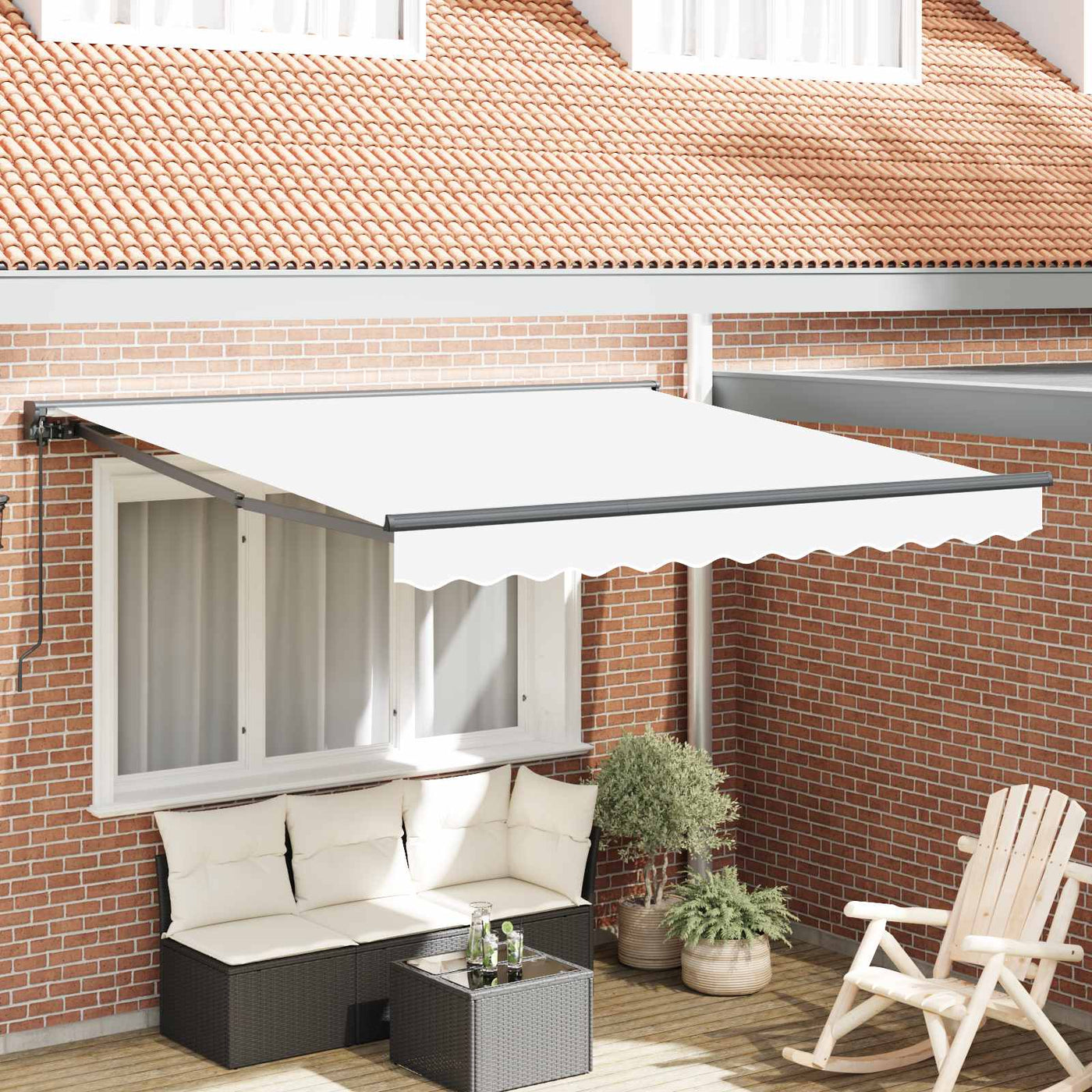 Zonnescherm Frame Wit 300 X 250 Cm Polyester Met Pu-Coating Wit (Anthraciet Frame)
