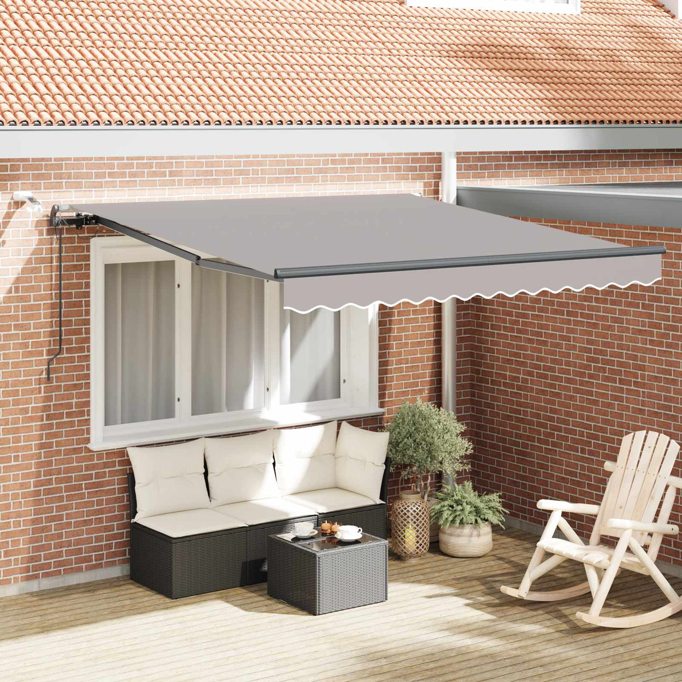 Uitschuifbare Luifel Polyester Lichtgrijs