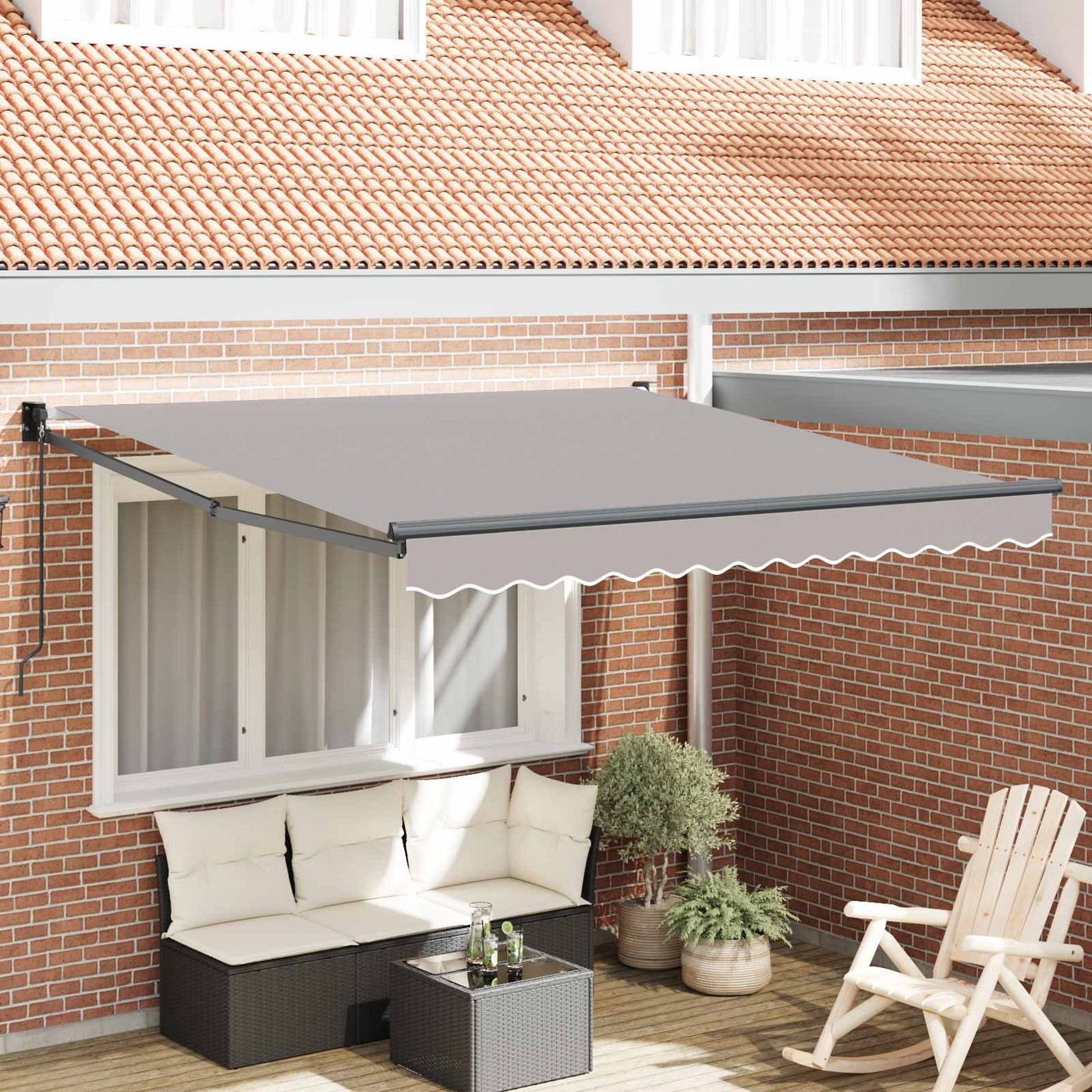 Uitschuifbare Luifel Lichtgrijs 300 X 250 X 165 Cm Lichtgrijs (Anthraciet Frame)