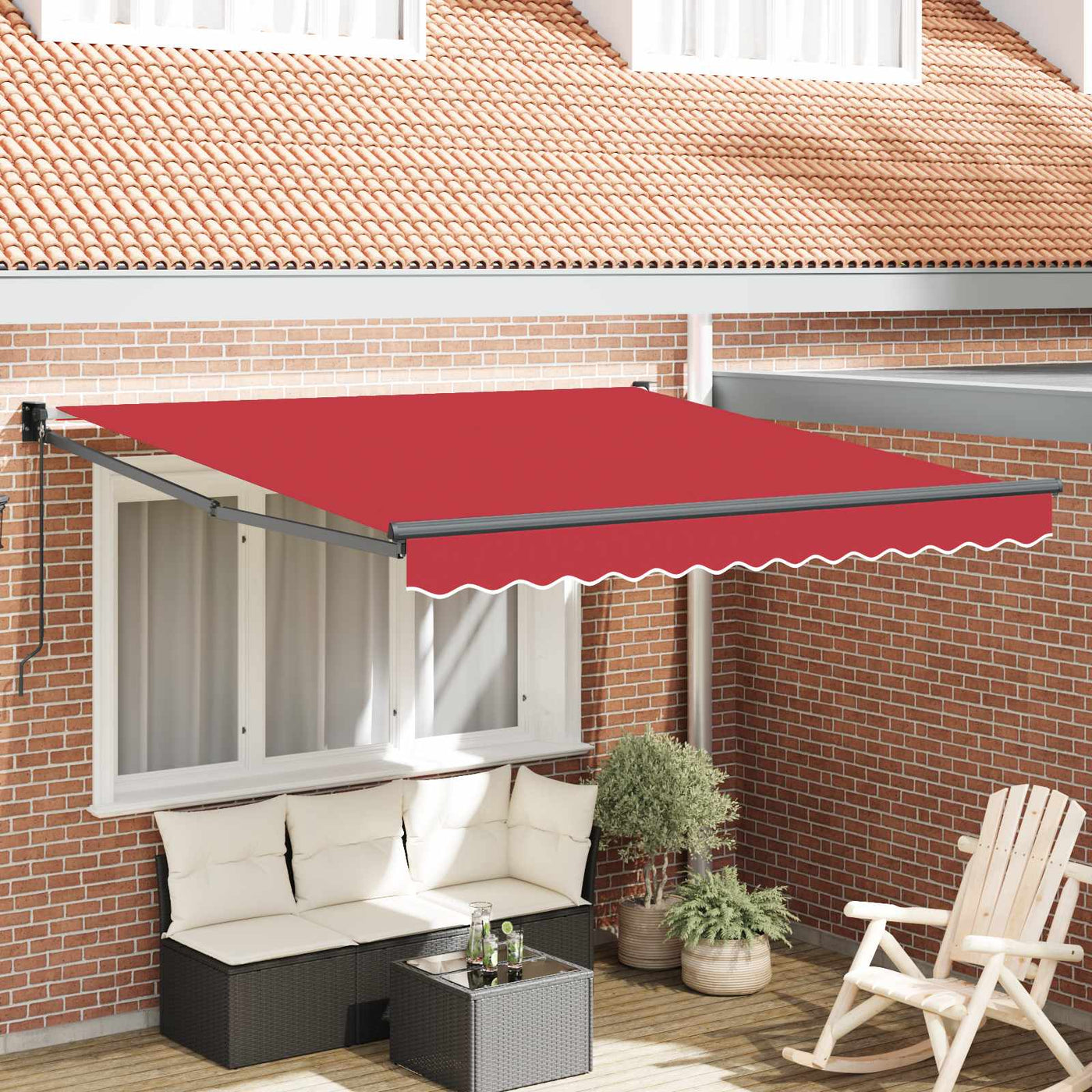 Uitschuifbare Luifel Rood 300 X 250 X 165 Cm Rood (Anthraciet Frame)