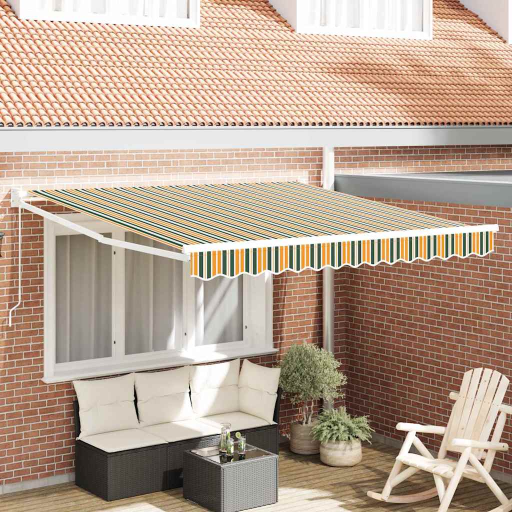 Uitschuifbare Luifel En 300 X 250 X 165 Cm Groen En Geel (Wit Frame)