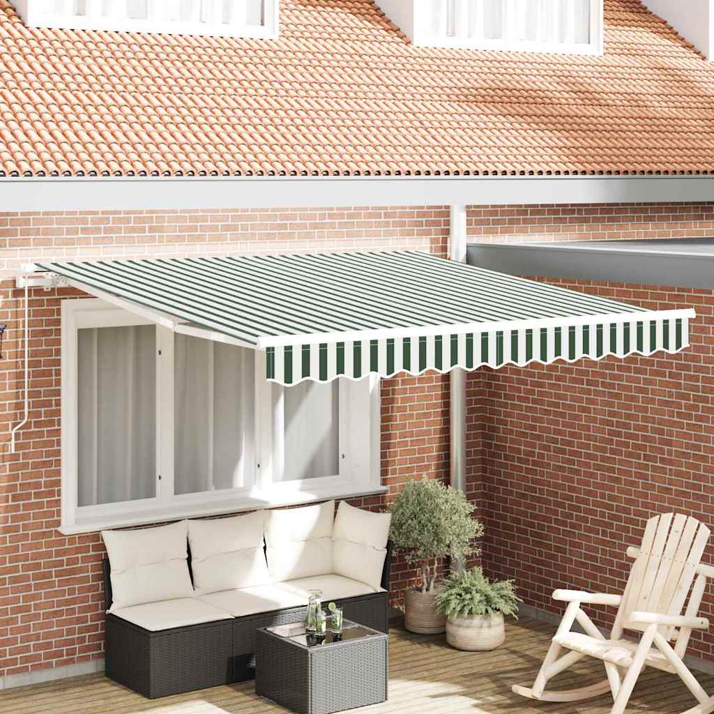 Uitschuifbare Luifel 300 X 250 X 165 Cm Groen En Wit