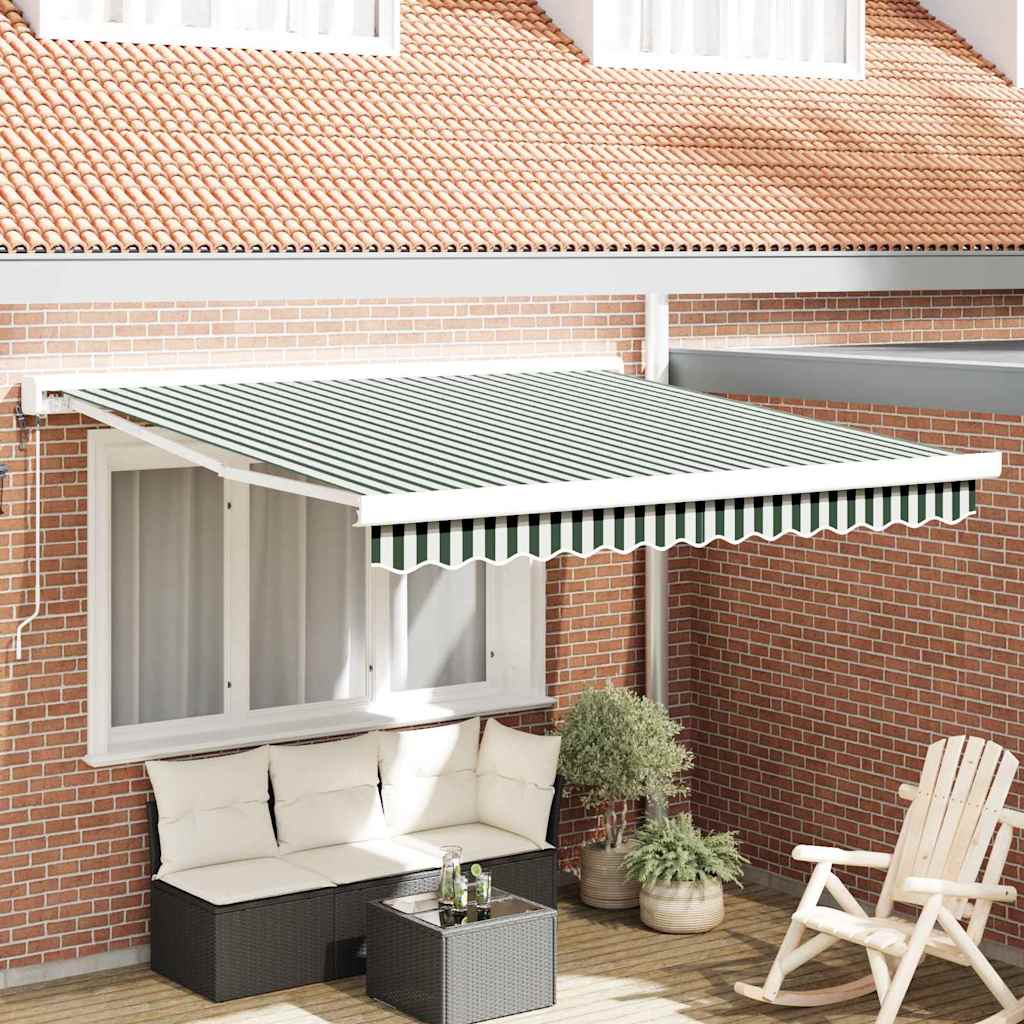 Uitschuifbare Luifel 300 X 250 X 165 Cm Groen En Wit