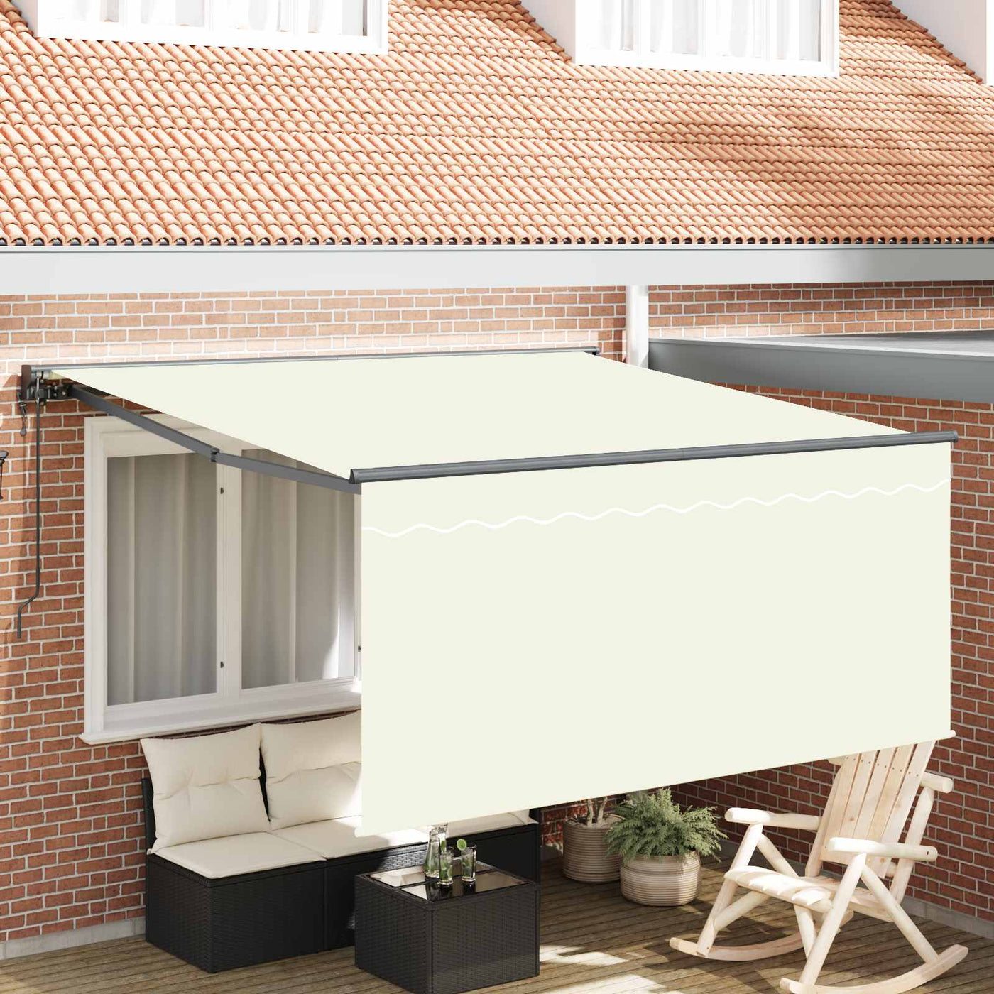 Inklapbare Luifel Crème 350 X 250 Cm Polyester En Aluminium Crème (Anthraciet Frame)