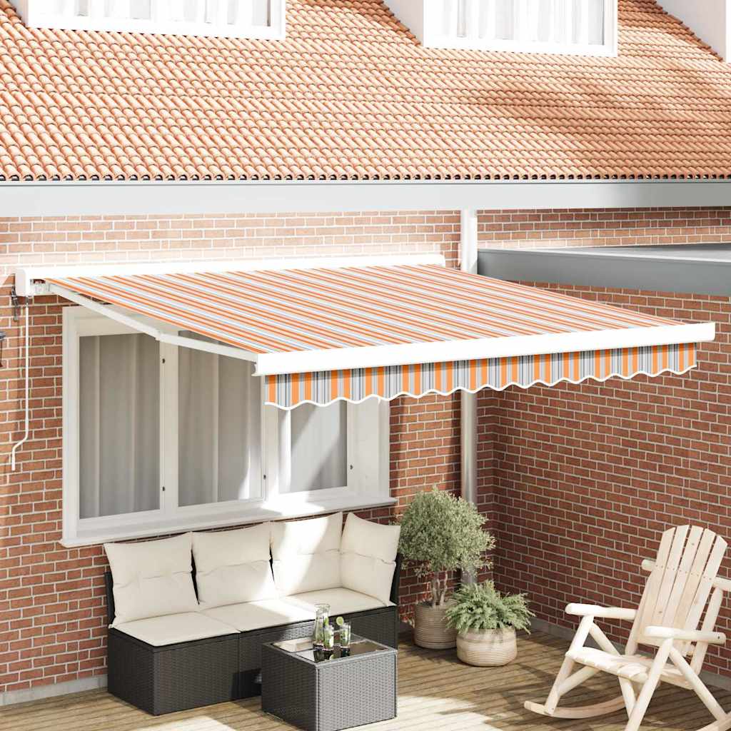 Uitschuifbare Luifel Meerkleurig 350 X 250 X 165 Cm Oranje/Grijs/Blauw/Wit