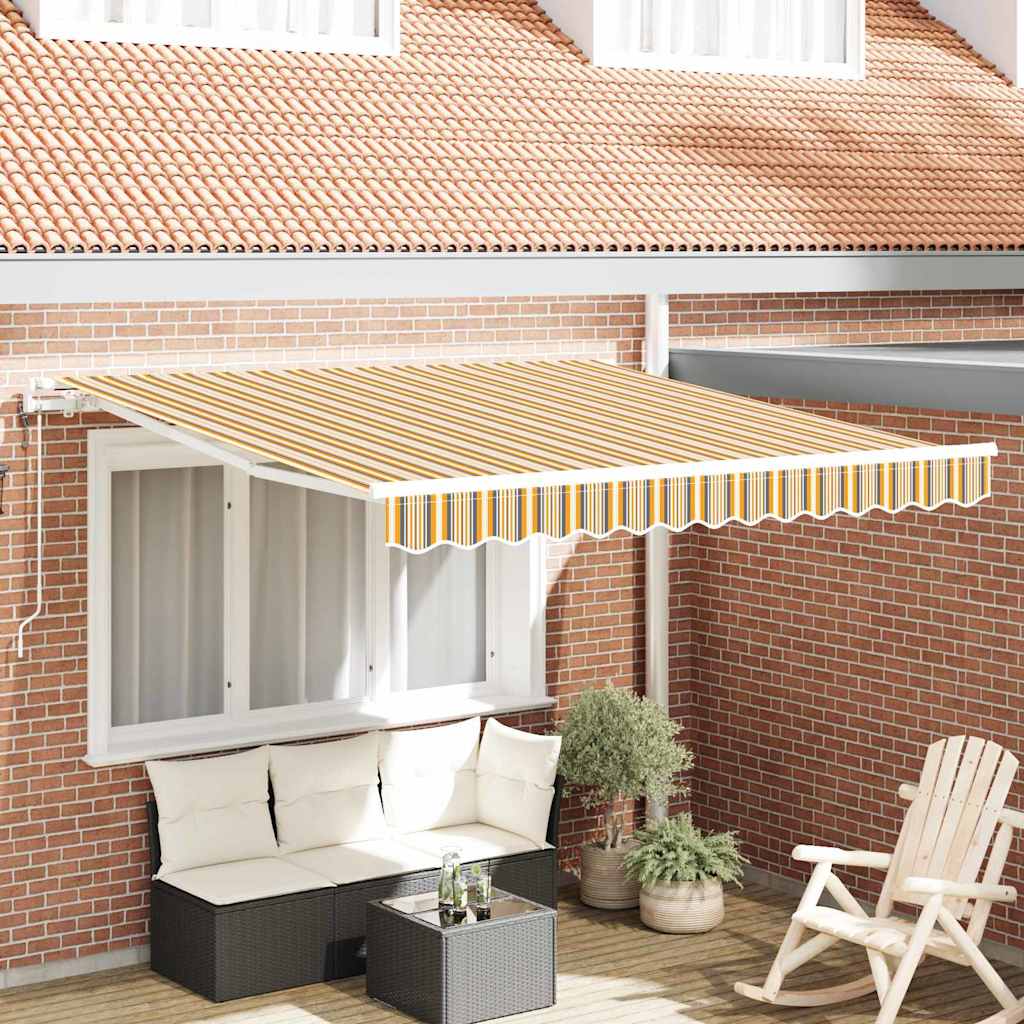 Uitschuifbare Luifel Meerkleurig Stof En Aluminium Geel/Grijs/Wit