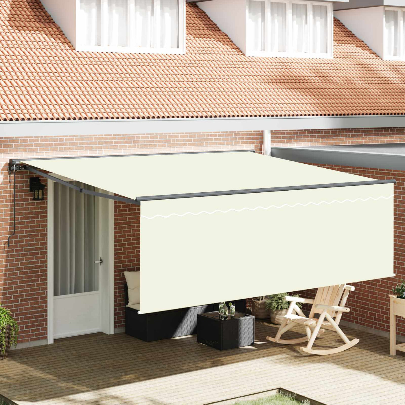 Inklapbare Luifel Crème 400 × 300 Cm Polyester En Aluminium Crème (Anthraciet Frame)