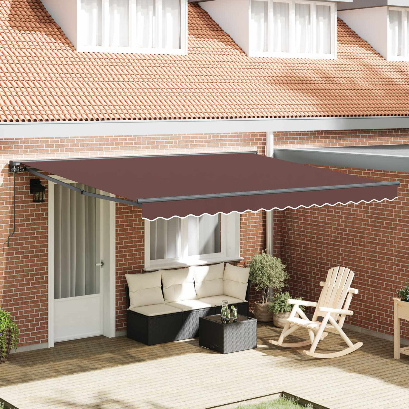 Zonnescherm Frame Bruin 400 × 300 Cm Polyester Met Pu-Coating Bruin (Anthraciet Frame)