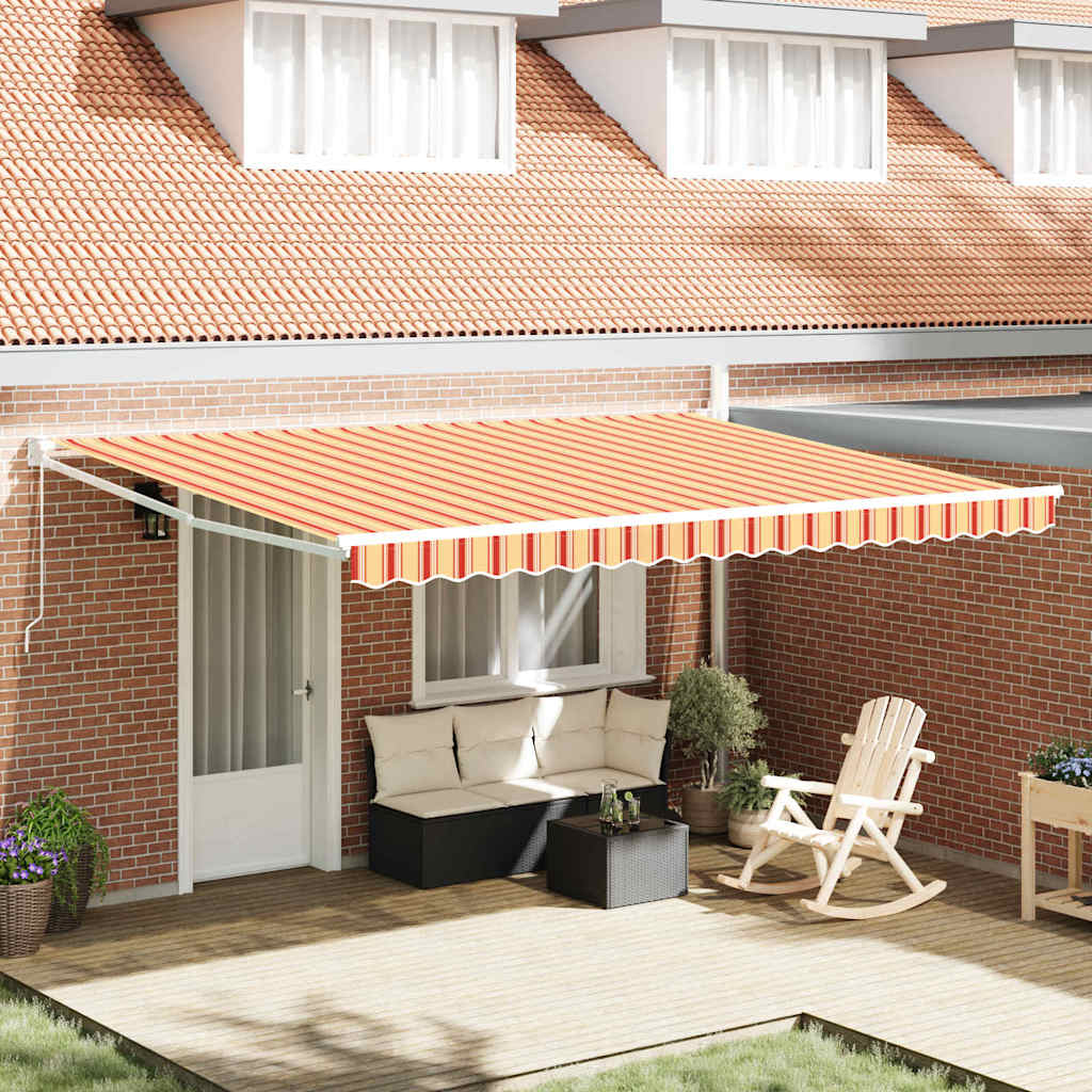 Uitschuifbare Luifel Geel En Oranje 450 X 300 X 165 Cm Geel, Oranje, Wit (Witte Lijst)