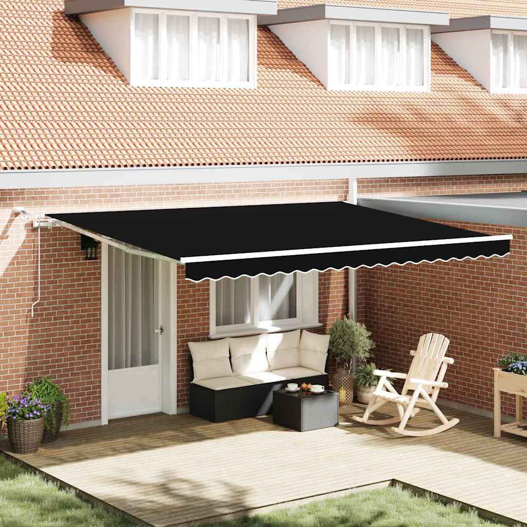 Inklapbare Luifel Zwart 450 × 300 Cm Polyester En Metaal Zwart