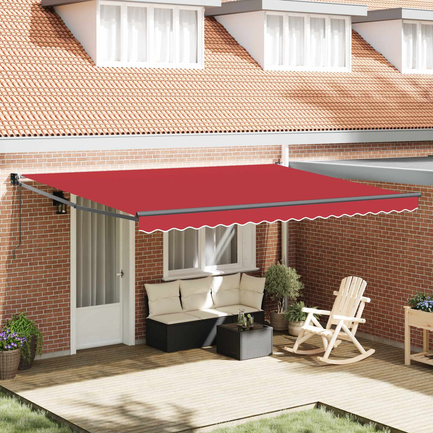 Zonnescherm Rood 450 X 300 X 165 Cm Polyester En Metaal Rood