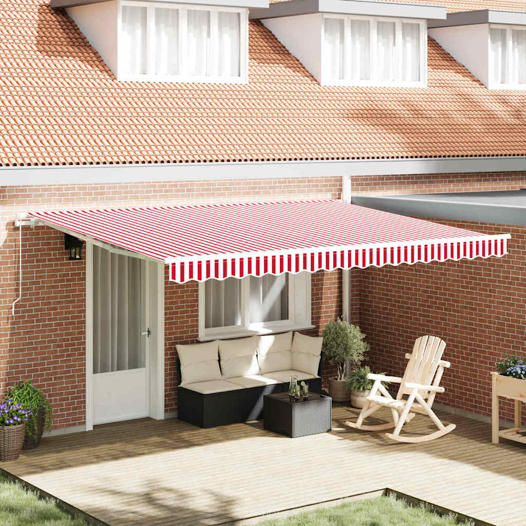 Uitschuifbare Luifel 450 X 350 X 165 Cm Rood En Wit