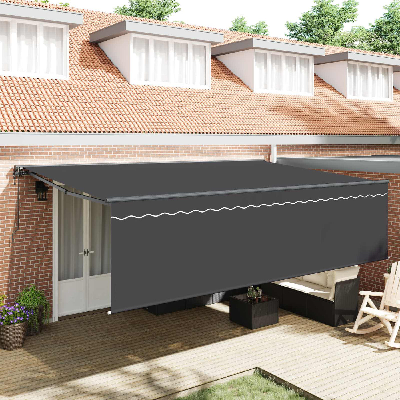 Inklapbare Luifel Antraciet 500 × 300 Cm Polyester En Aluminium Anthraciet (Anthraciet Frame)