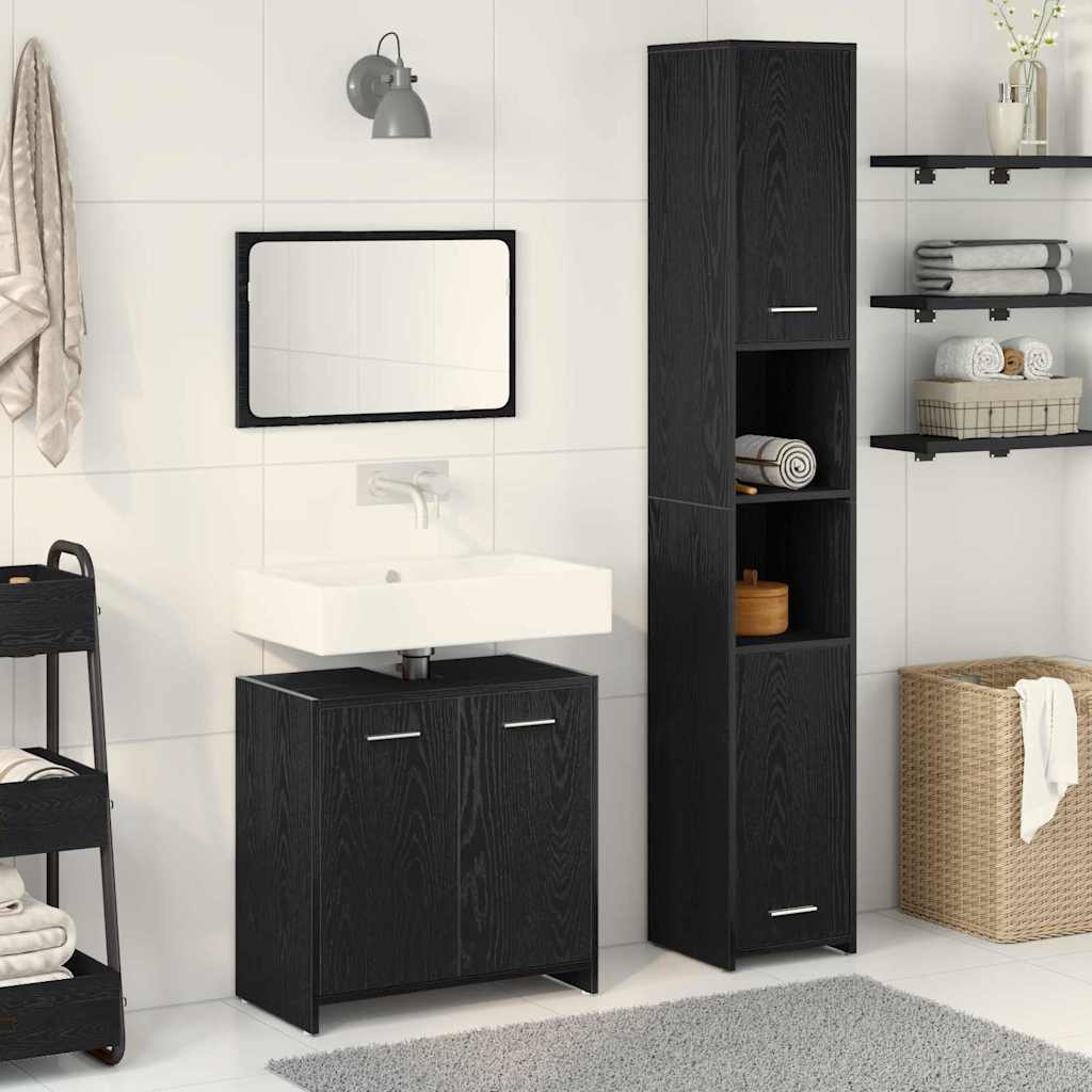 vidaXL Ensemble de mobilier de salle de bain 3 pcs Chêne noir