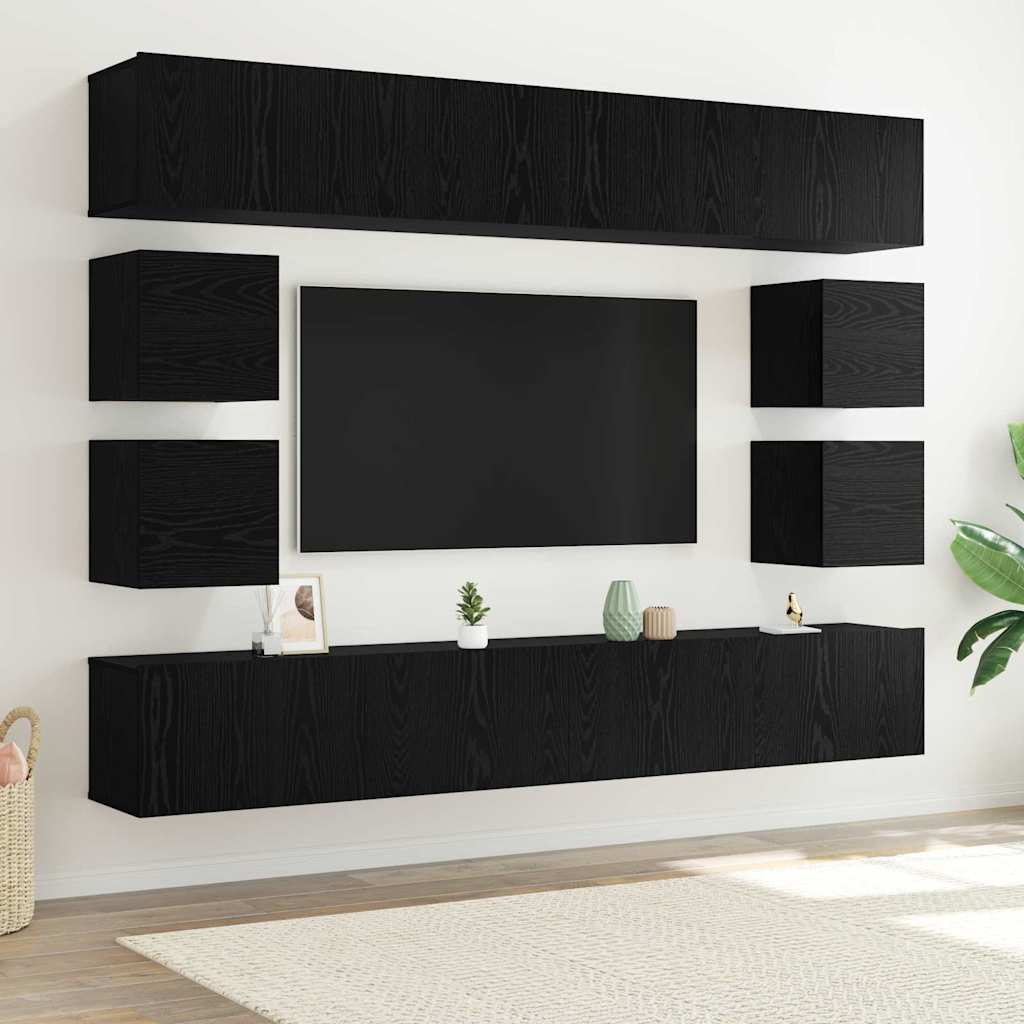 vidaXL Ensemble meuble TV 8 pcs Chêne noir Bois d'ingénierie