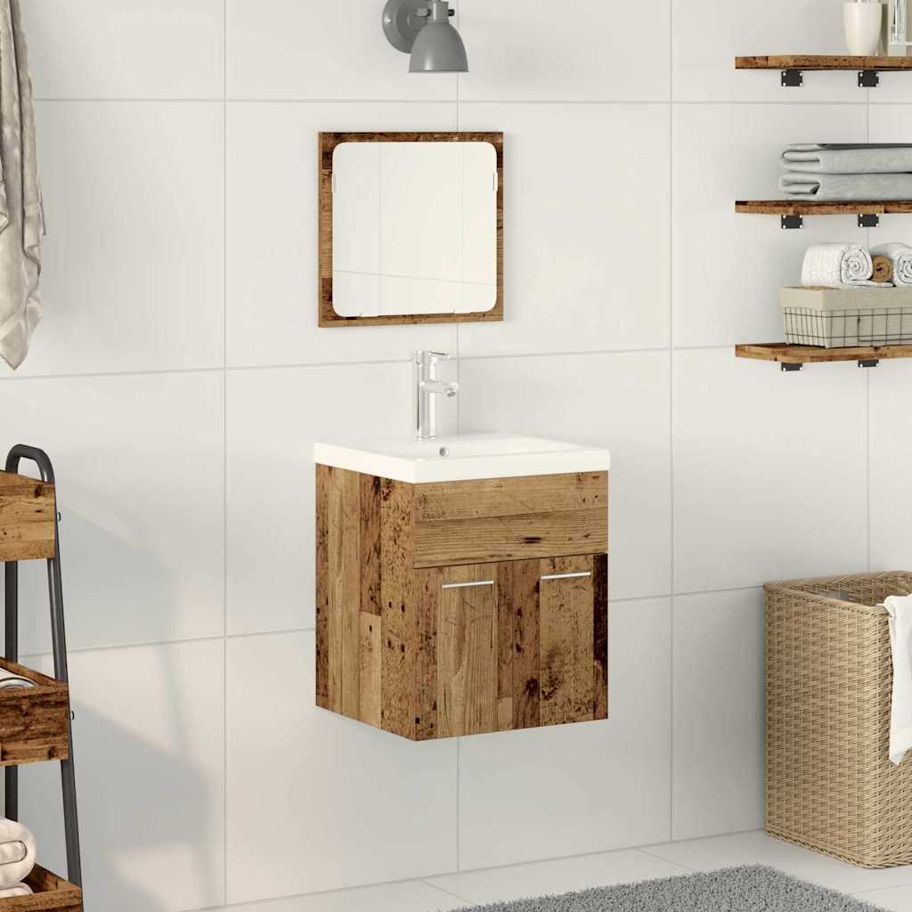 vidaXL Ensemble de mobilier de salle de bain 3 pcs Bois Ancien