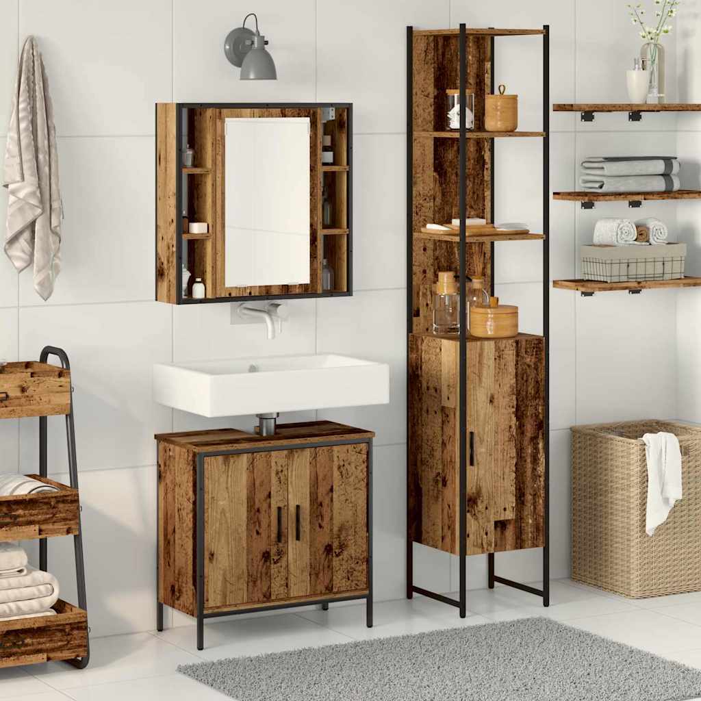 vidaXL Meubles de salle de bain 3 pcs Marron Bois d'ingénierie
