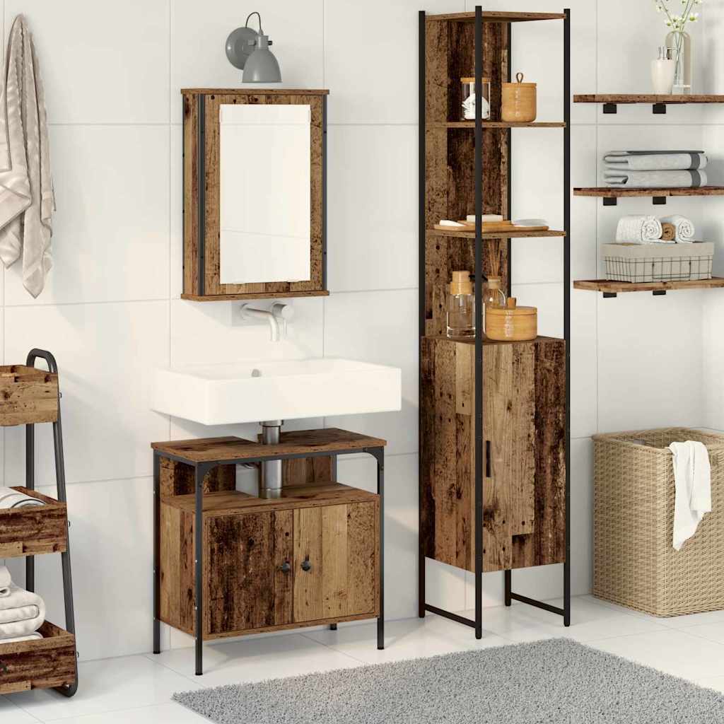 vidaXL Ensemble de mobilier de salle de bain 3 pcs Bois ancien