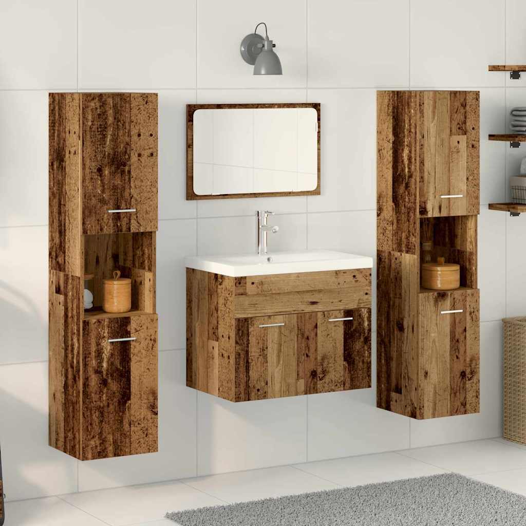vidaXL Ensemble de mobilier de salle de bain 4 pcs Bois Ancien