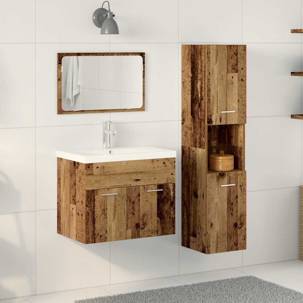 vidaXL Ensemble de mobilier de salle de bain avec étagère 4 pcs Marron