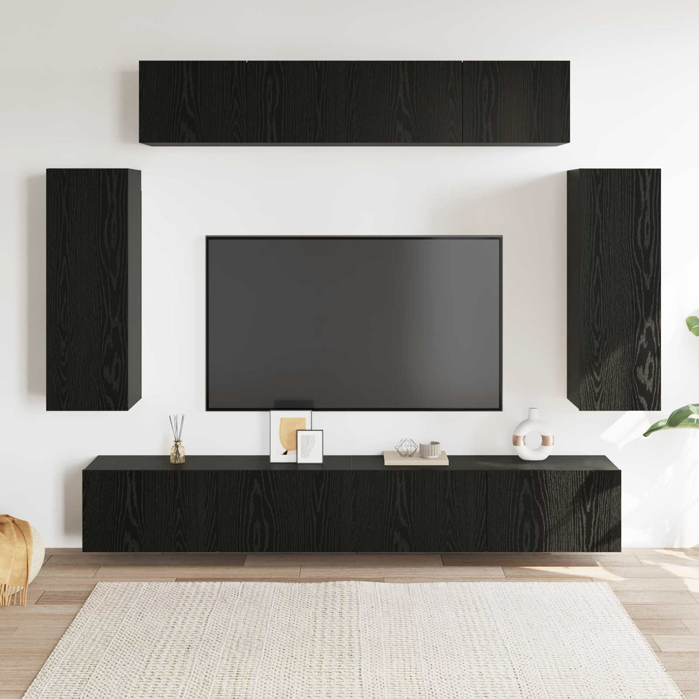 vidaXL Ensemble meuble TV 6 pcs Chêne noir 100 x 30 x 30 cm