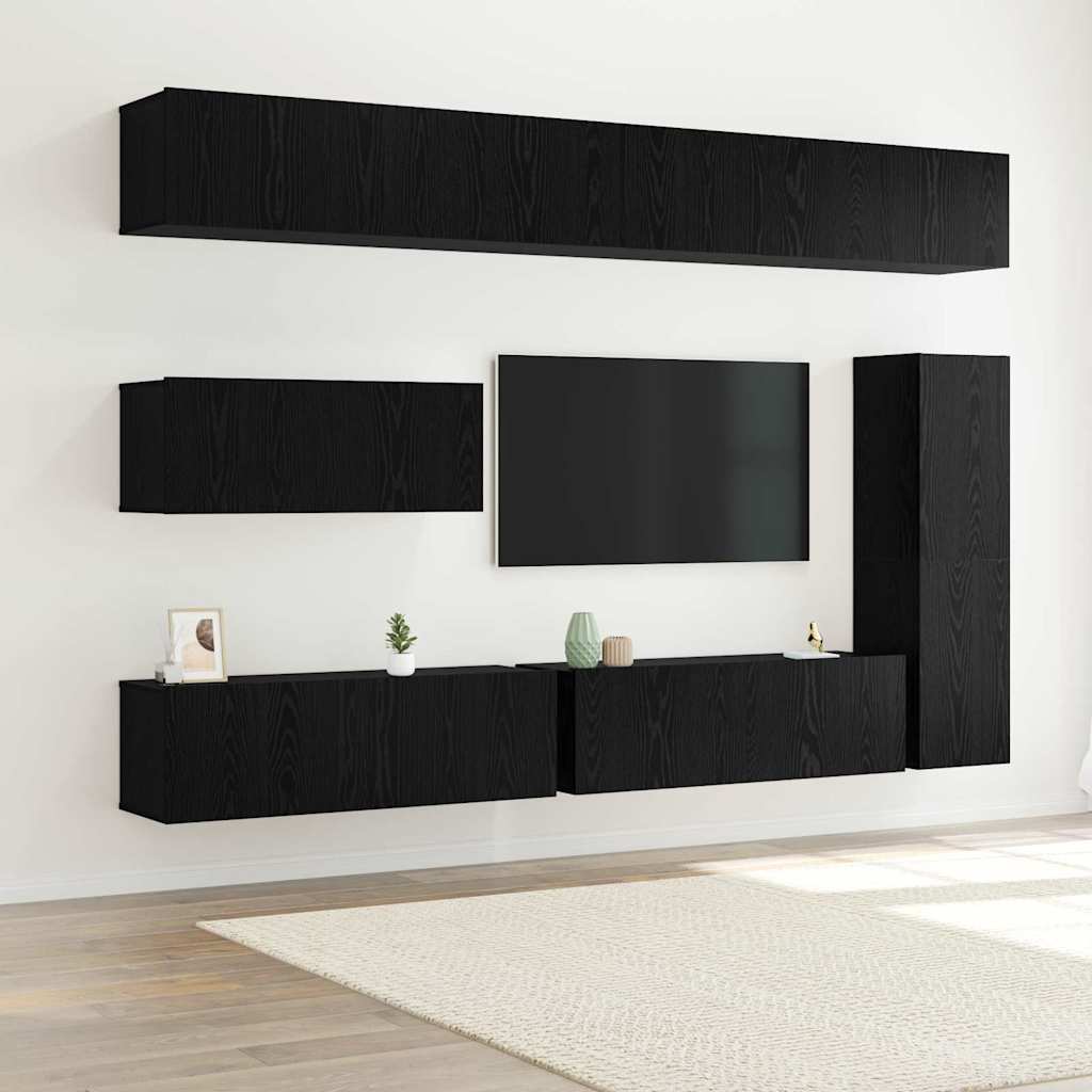 vidaXL Ensemble meuble TV 7 pcs Chêne noir Bois d'ingénierie