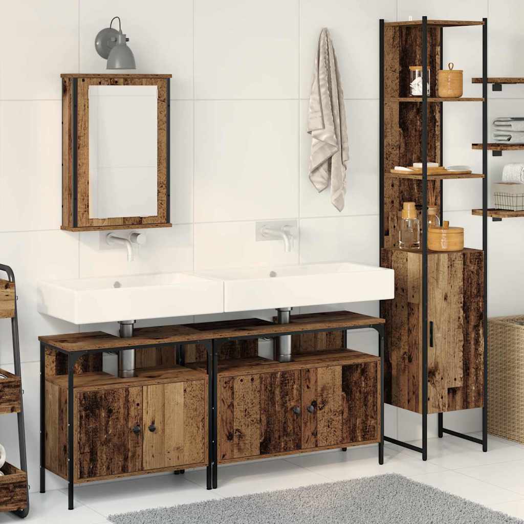 vidaXL Ensemble de mobilier de salle de bain 4 pcs Bois Ancien