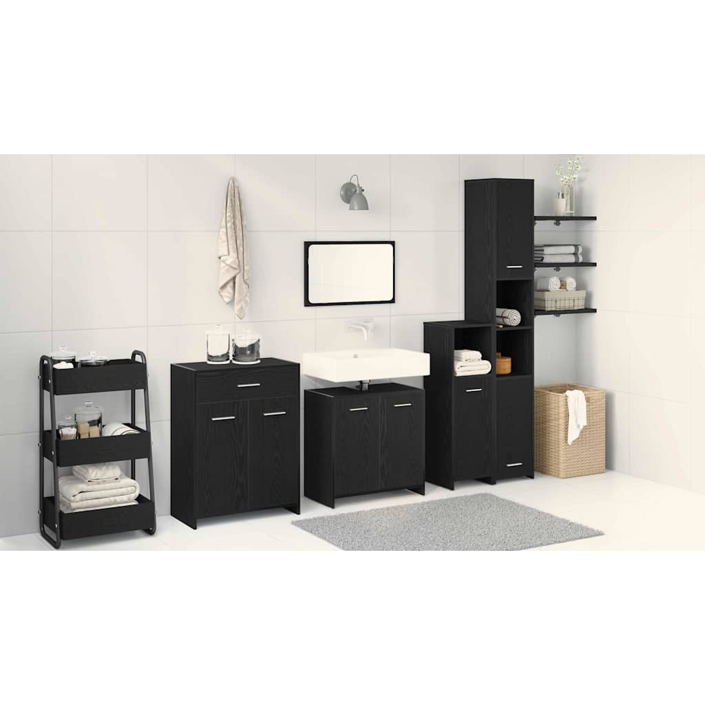vidaXL Ensemble de mobilier de salle de bain 4 pcs Chêne noir