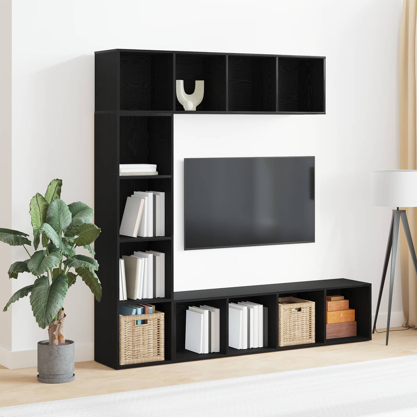 vidaXL Étagère 3 pcs Chêne noir 36 x 30 x 143 cm Bois d'ingénierie