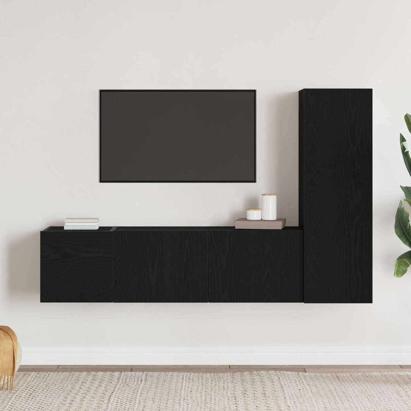 vidaXL Ensemble meuble TV 3 pcs Chêne noir 130,5 x 30 x 140 cm