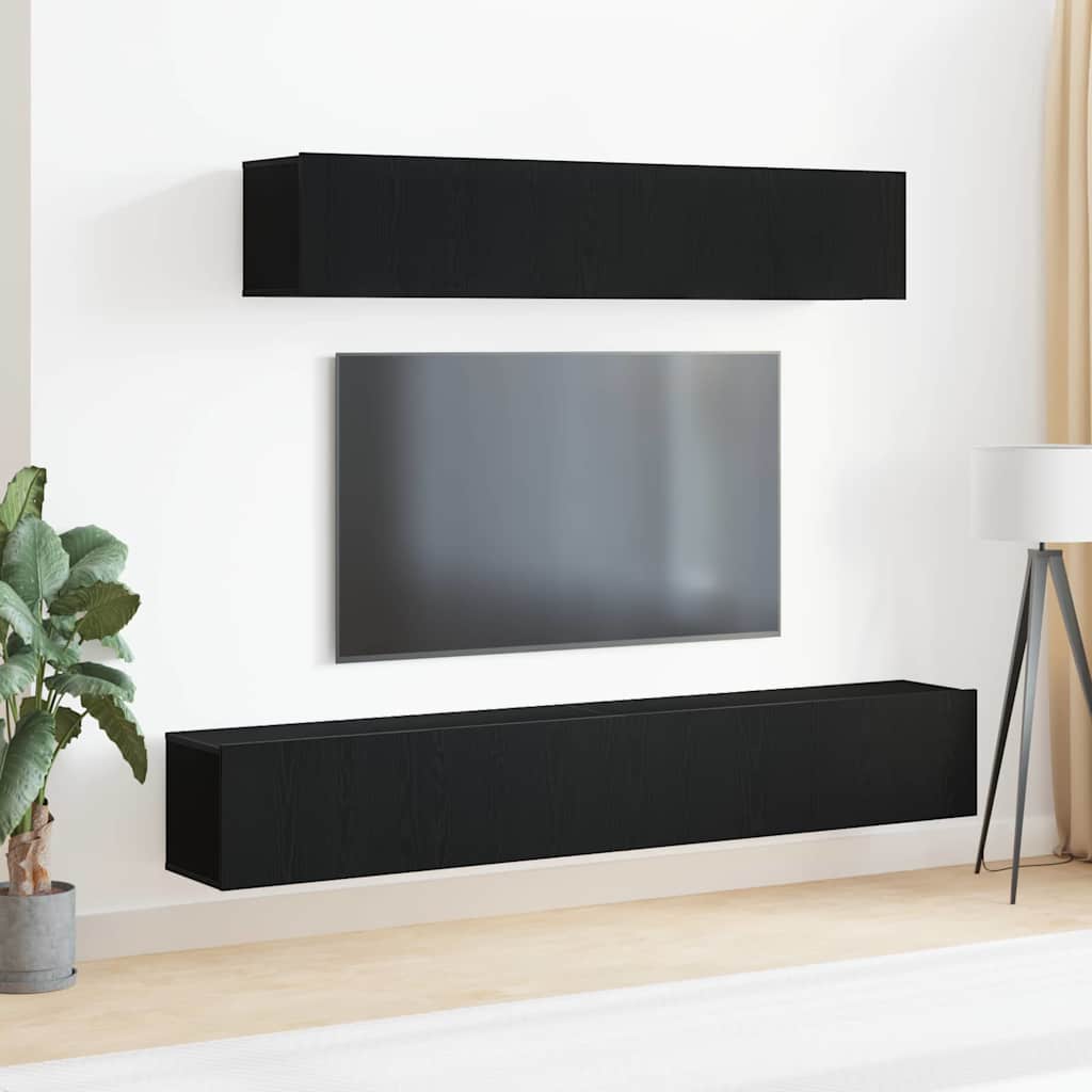 vidaXL Ensemble meuble TV 4 pcs Chêne noir Bois d'ingénierie