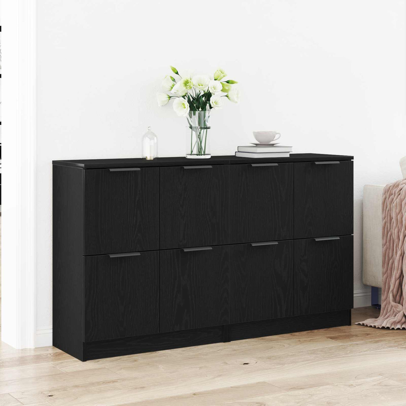 vidaXL Buffet 2 pcs Chêne noir 60 x 30 x 70 cm Bois d'ingénierie