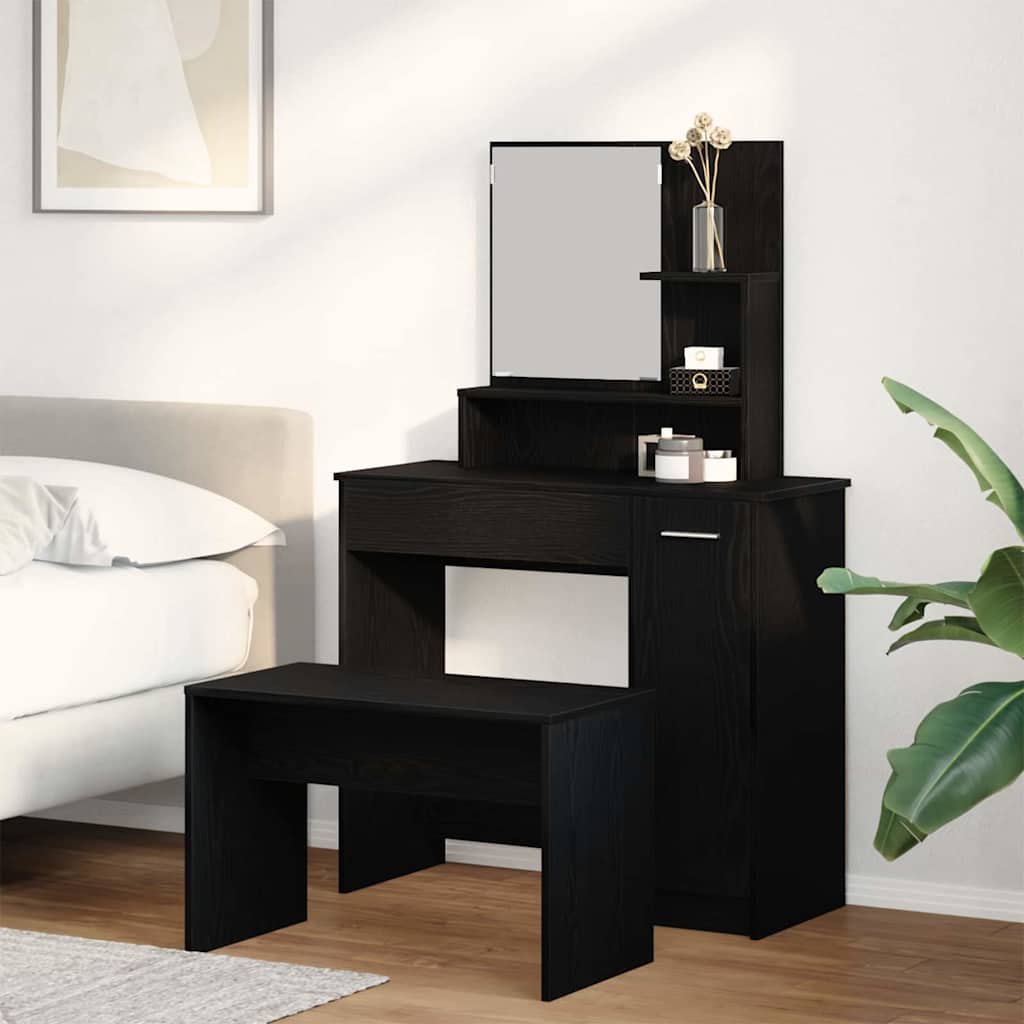 vidaXL Ensemble de Coiffeuse 2 pcs Chêne noir Bois d'ingénierie