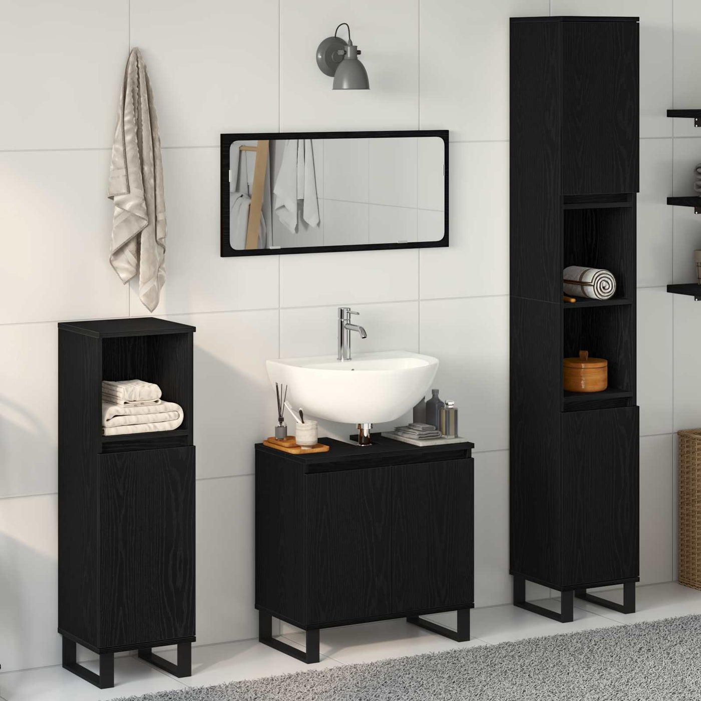 vidaXL Ensemble de mobilier de salle de bain 3 pcs Chêne noir