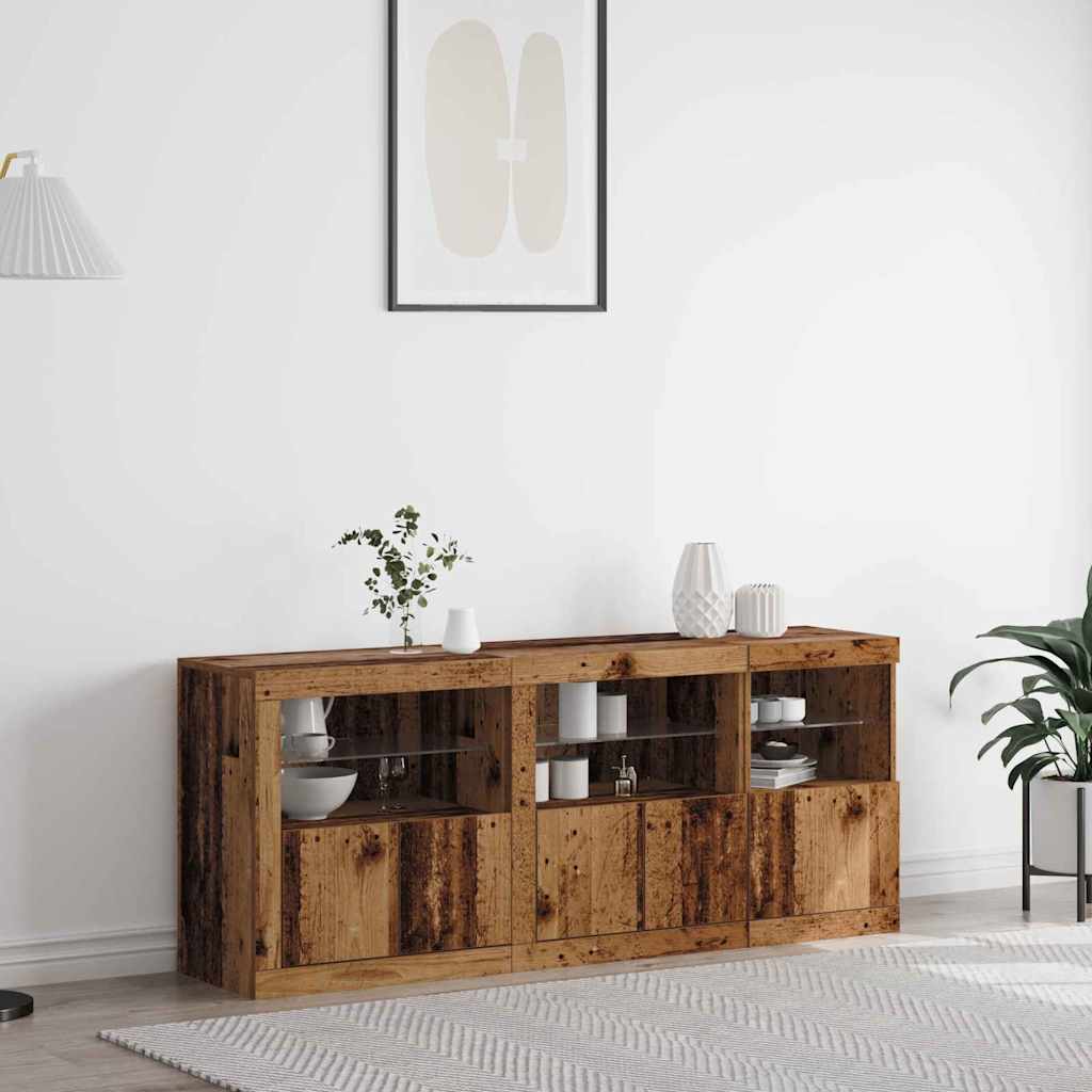 vidaXL Buffet LED Bois ancien 162 x 37 x 67 cm Bois d'ingénierie
