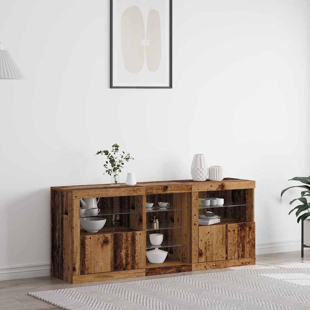 vidaXL Buffet LED Bois ancien 162 x 37 x 67 cm Bois d'ingénierie